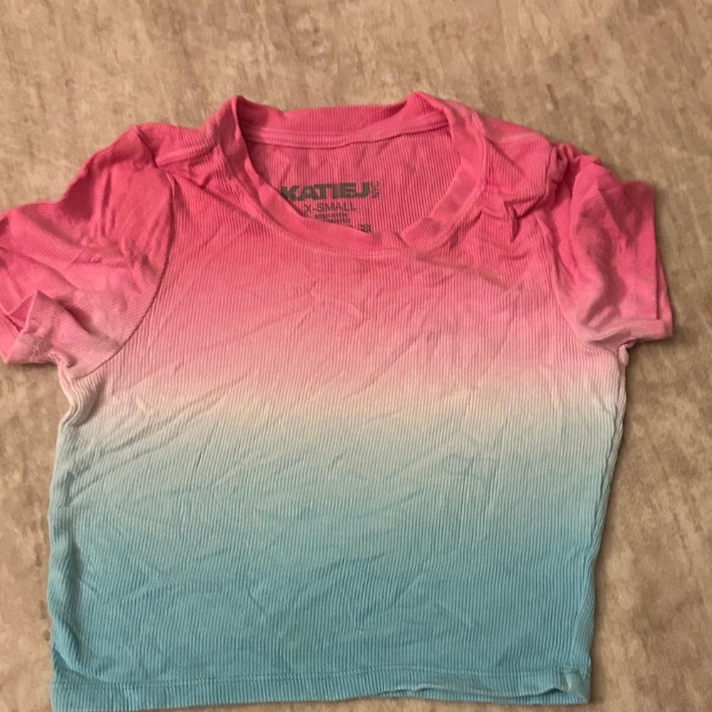 Katie J NYC Pink and Blue Ombre Tee